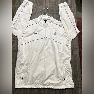 Nike White and Purple LSU Quarter-Zip Coaches Jacket Pullover Size L